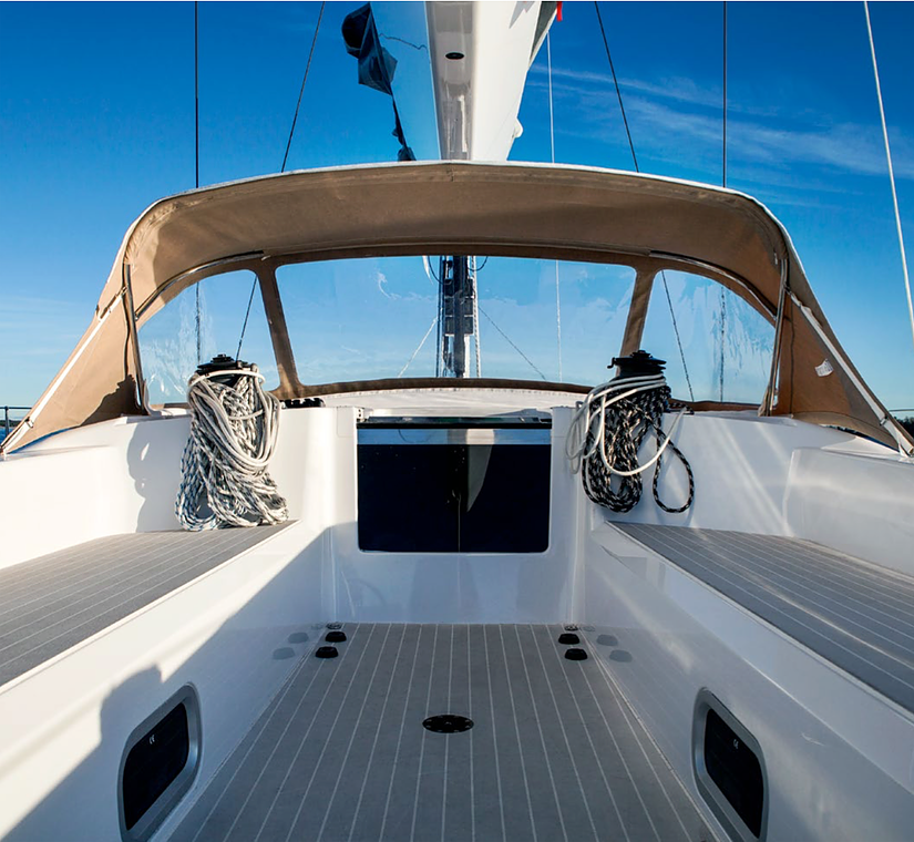 Sheltered cockpit and companionway aboard the Swan 60